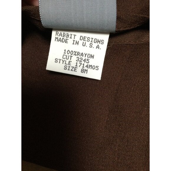 Vintage Rabbit Rabbit Rabbit Designs Two Piece Set Maxi Dress Overlay Brown 8M - Picture 8 of 10